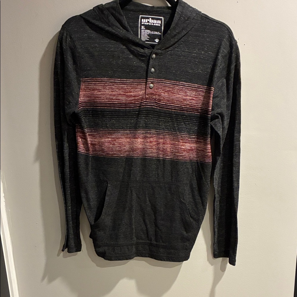 Urban Pipeline Charcoal and Maroon Hoodie